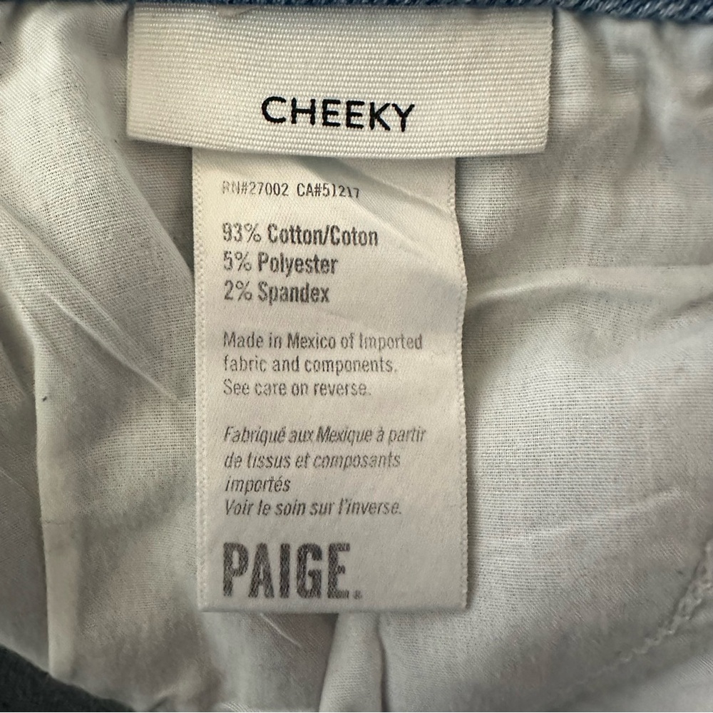 PAIGE Cheeky Ultra High Rise Skinny Jeans Destructed Swap Meet Women’s Size 31 - Picture 10 of 11